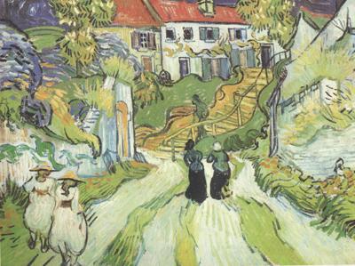 Vincent Van Gogh Village Street and Steps in Auers with Figures (nn04) china oil painting image